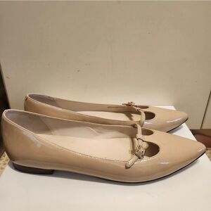 Cole Haan "Grand OS" Cream Patent Leather T-Strap Mary Jane Flats Sz.9 Ret.$278